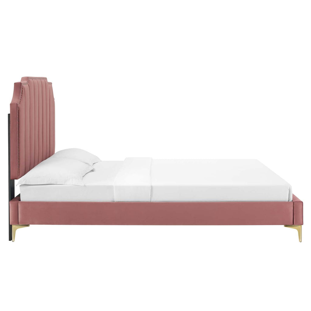 Colette Performance Velvet King Platform Bed by Modway