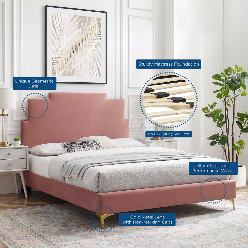 Lindsey Performance Velvet Twin Platform Bed by Modway