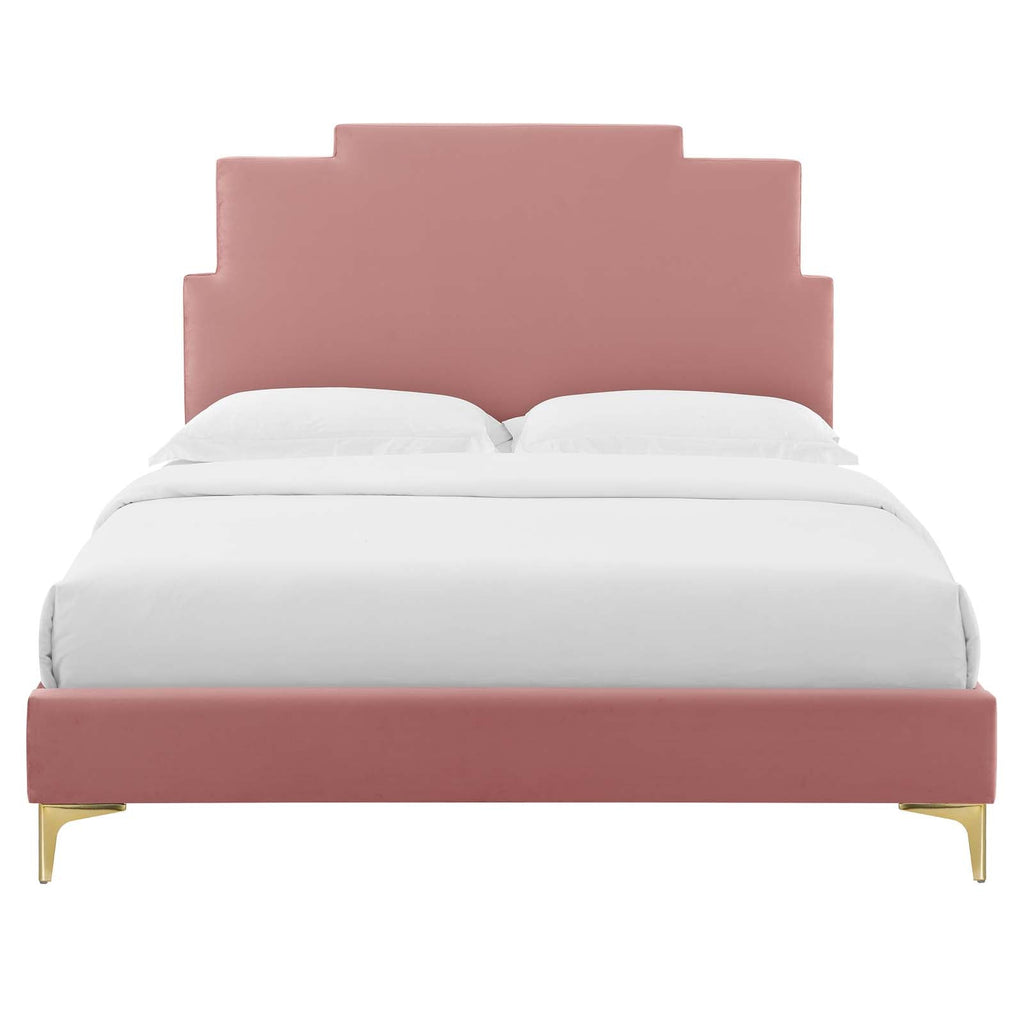 Lindsey Performance Velvet Twin Platform Bed by Modway