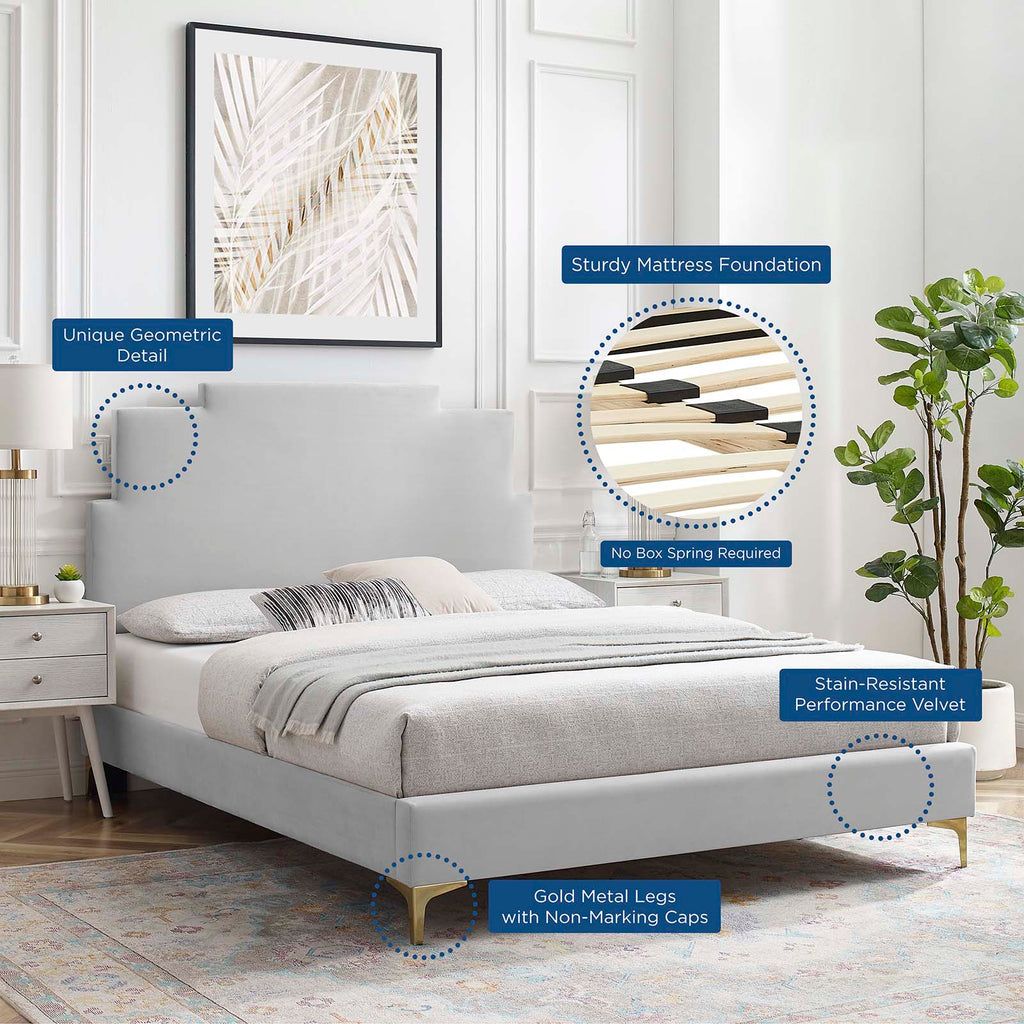 Lindsey Performance Velvet Twin Platform Bed by Modway