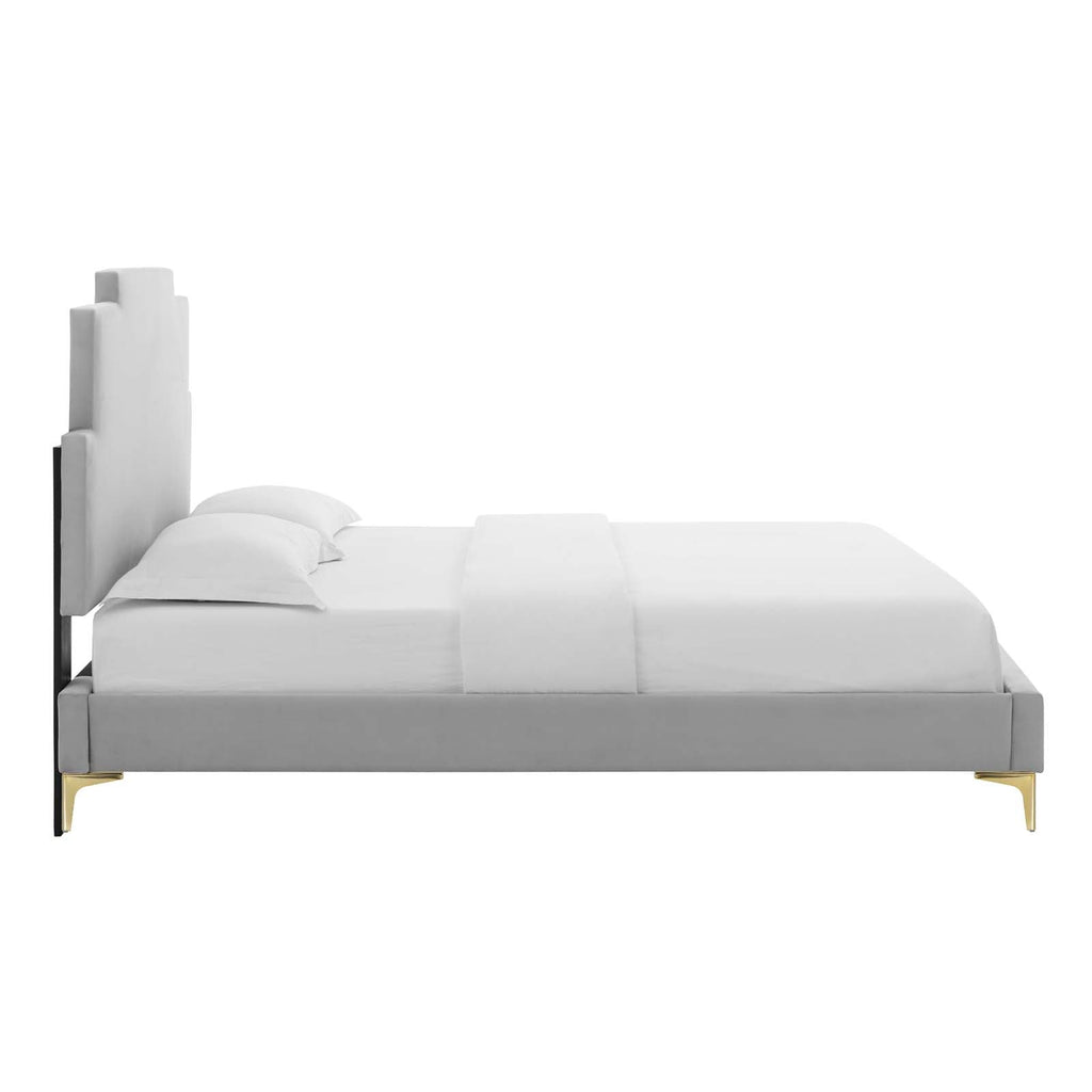 Lindsey Performance Velvet Twin Platform Bed by Modway