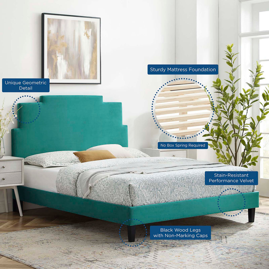 Lindsey Performance Velvet Twin Platform Bed by Modway