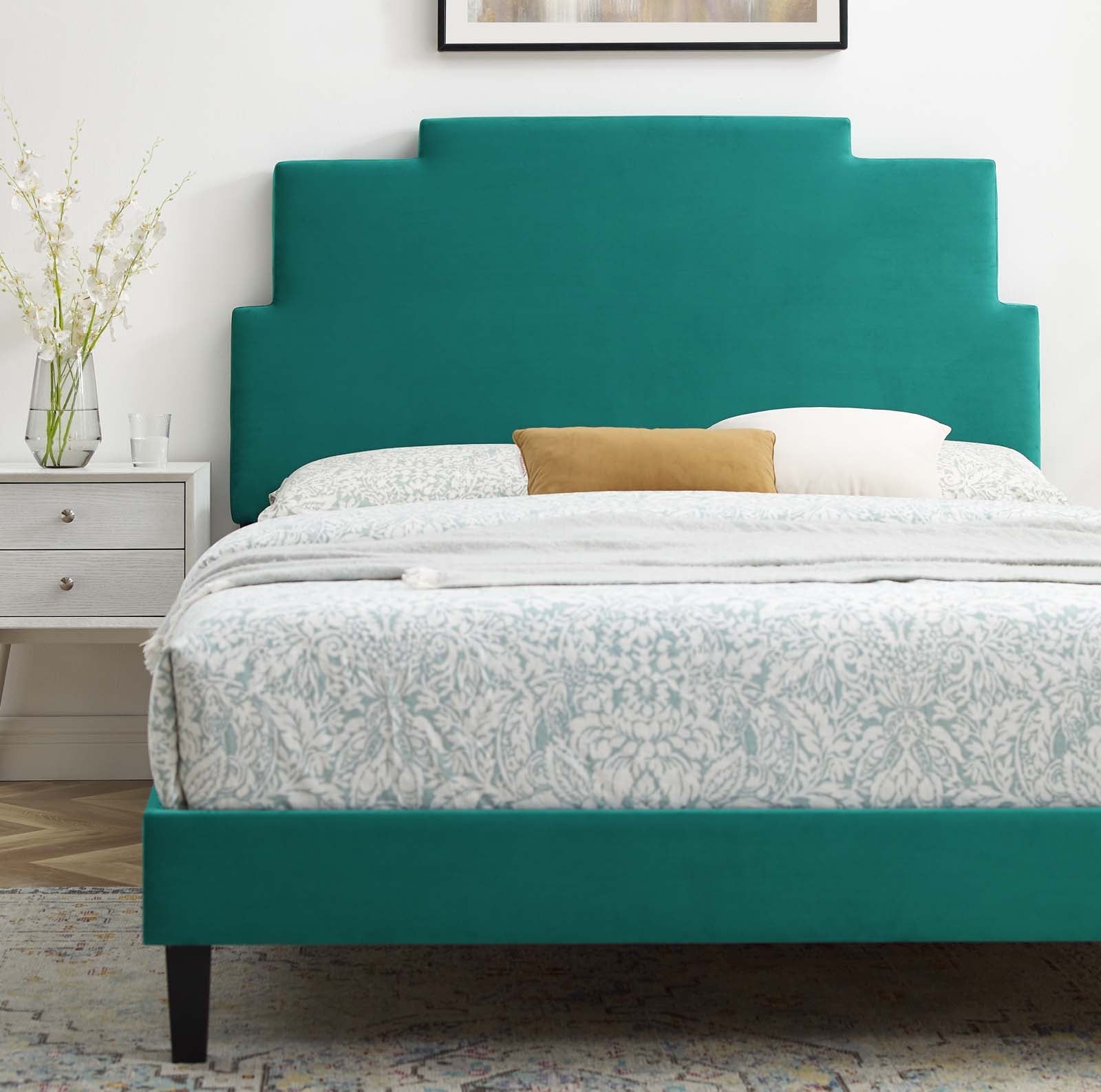 Lindsey Performance Velvet Twin Platform Bed by Modway