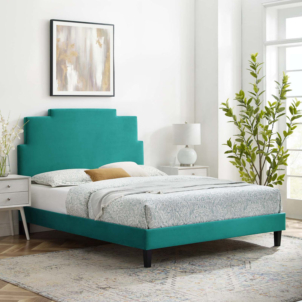 Lindsey Performance Velvet Twin Platform Bed by Modway