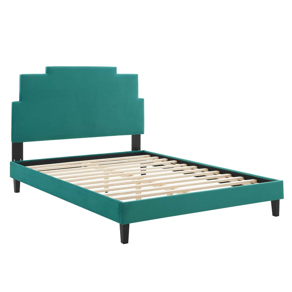 Lindsey Performance Velvet Twin Platform Bed by Modway