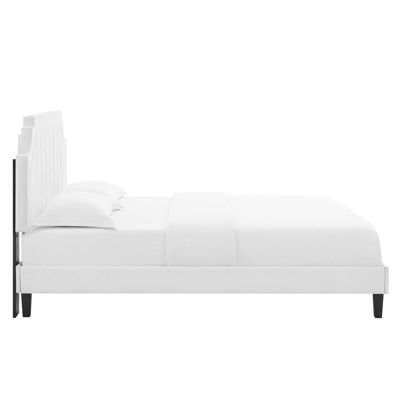 Sienna Performance Velvet King Platform Bed in White