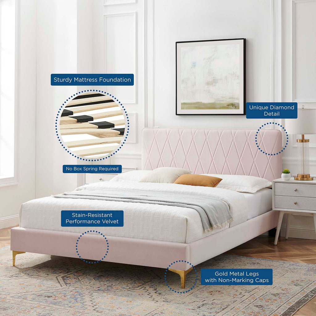 Phillipa Performance Velvet King Platform Bed by Modway