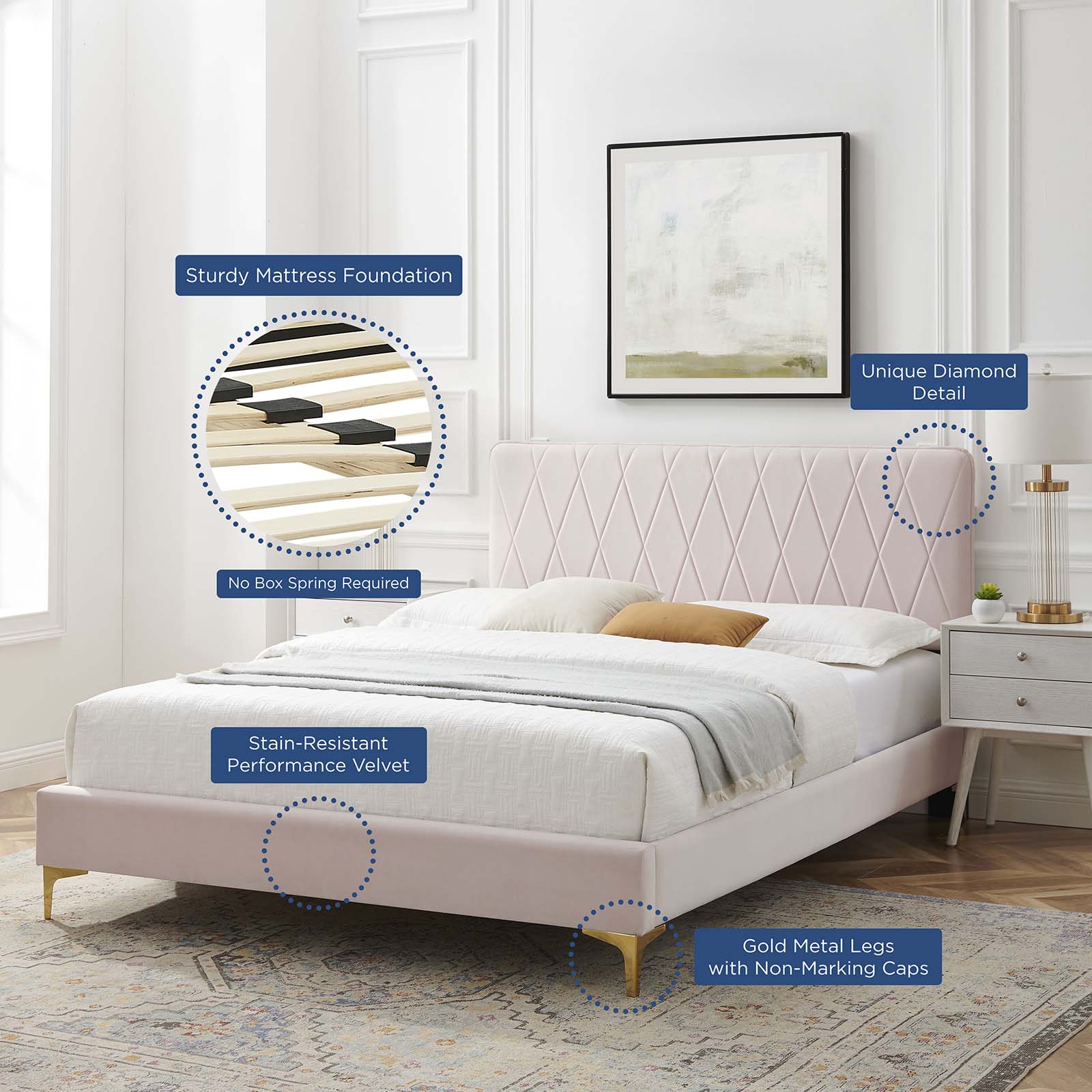Phillipa Performance Velvet King Platform Bed by Modway