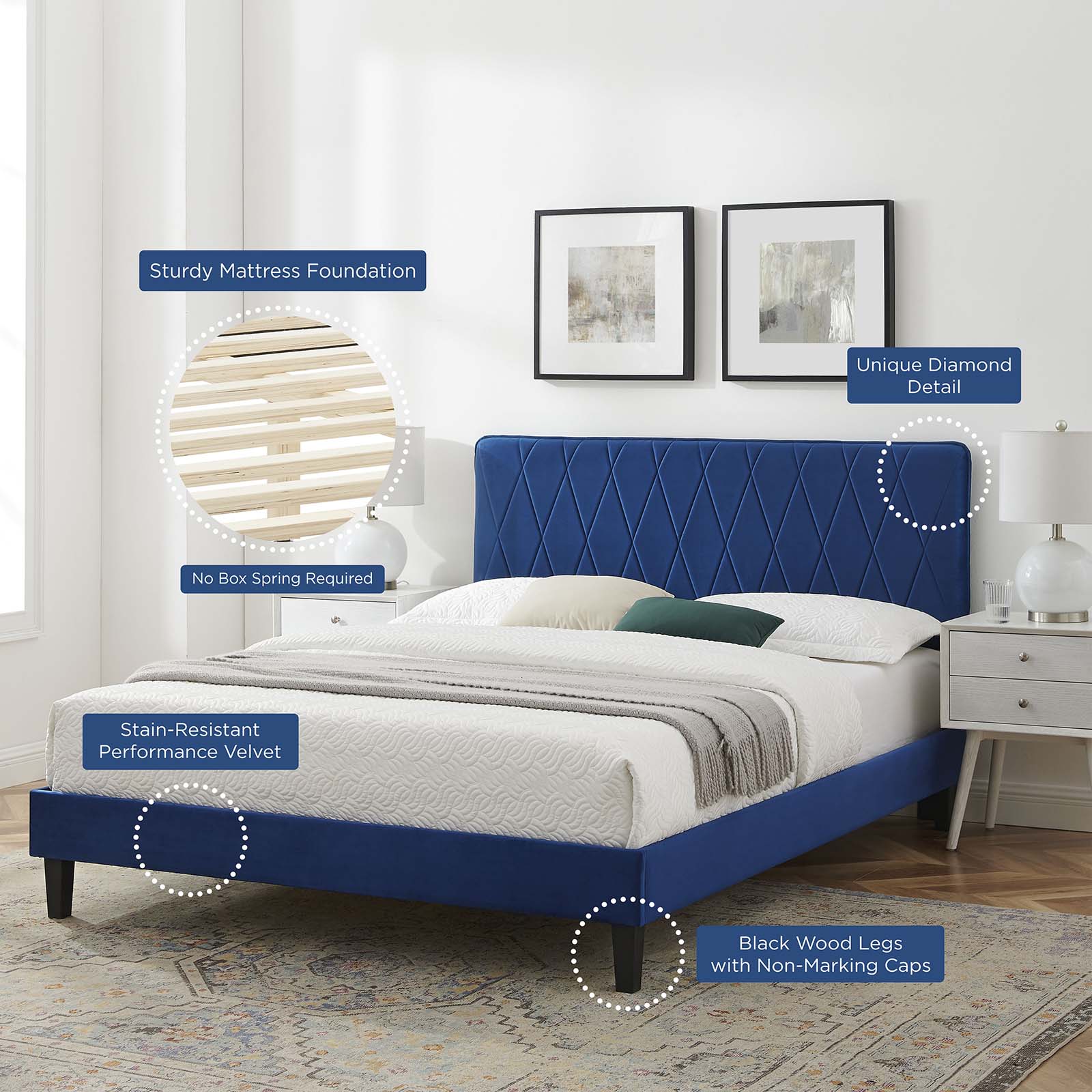 Phillipa Performance Velvet King Platform Bed by Modway