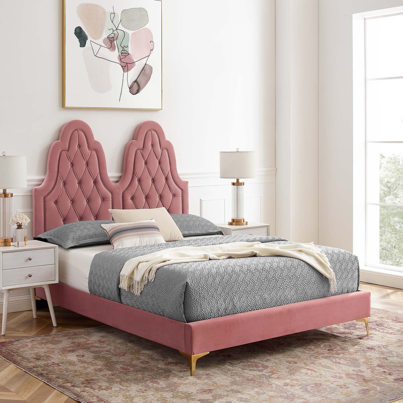 Alexandria Tufted Performance Velvet Twin Platform Bed by Modway