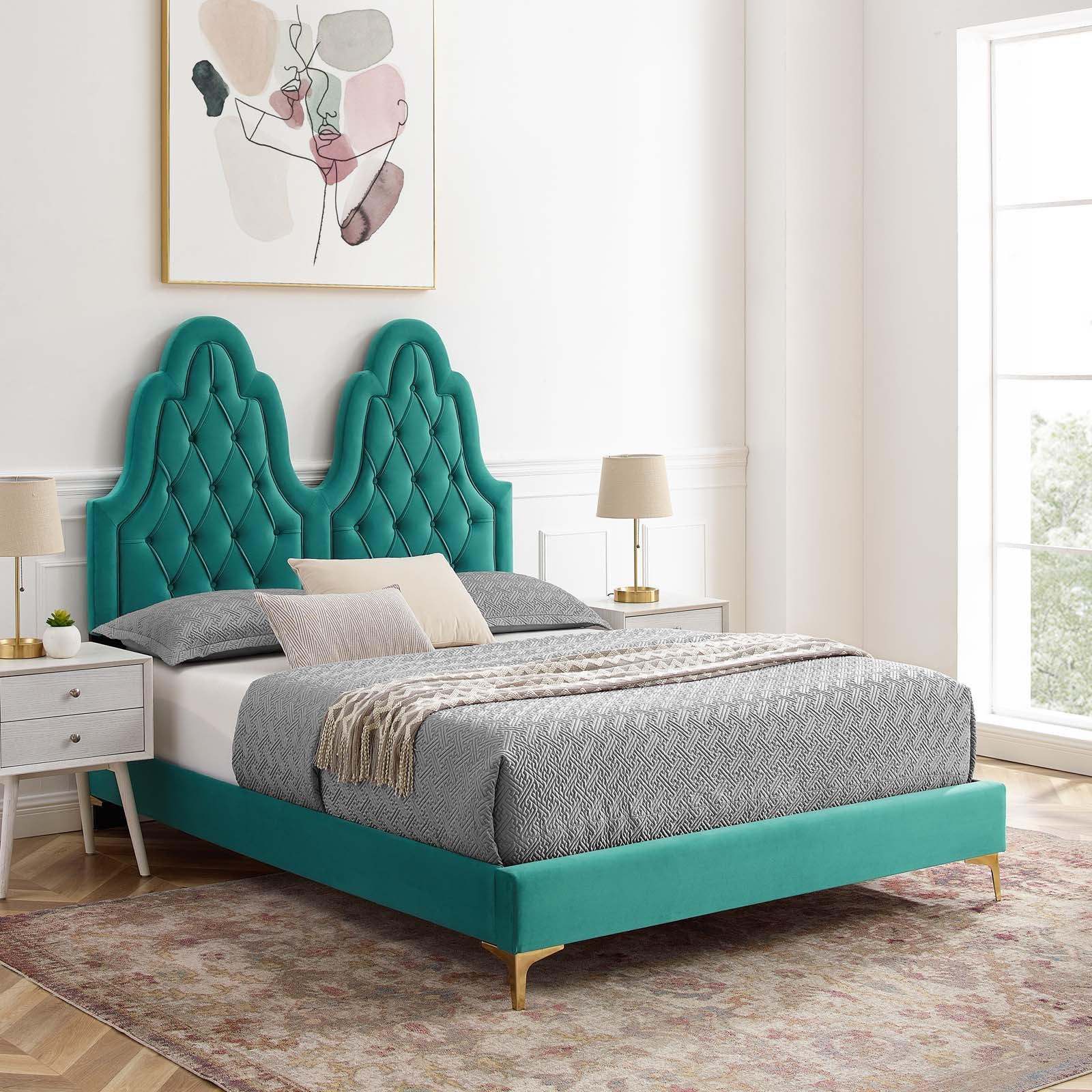 Alexandria Tufted Performance Velvet King Platform Bed by Modway