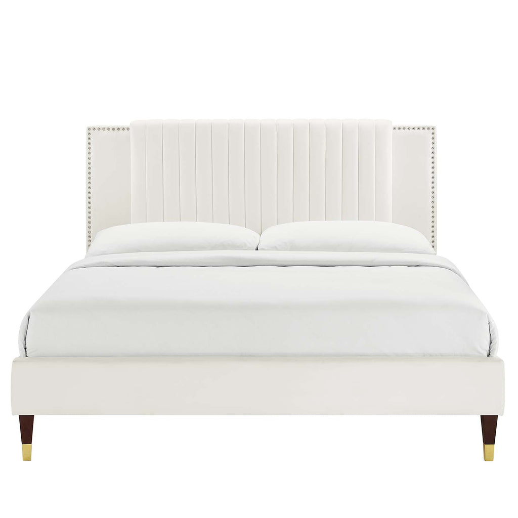 Zahra Channel Tufted Queen Platform Bed