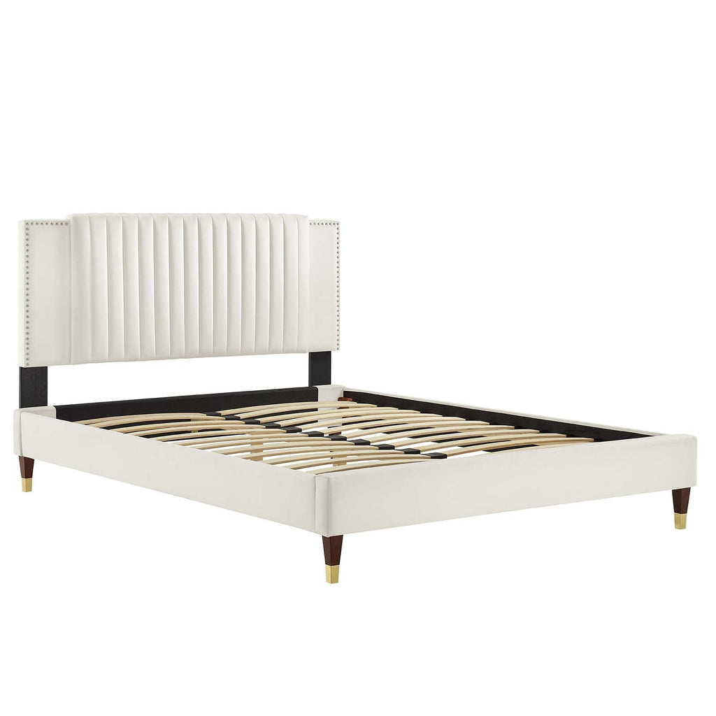 Zahra Channel Tufted Queen Platform Bed