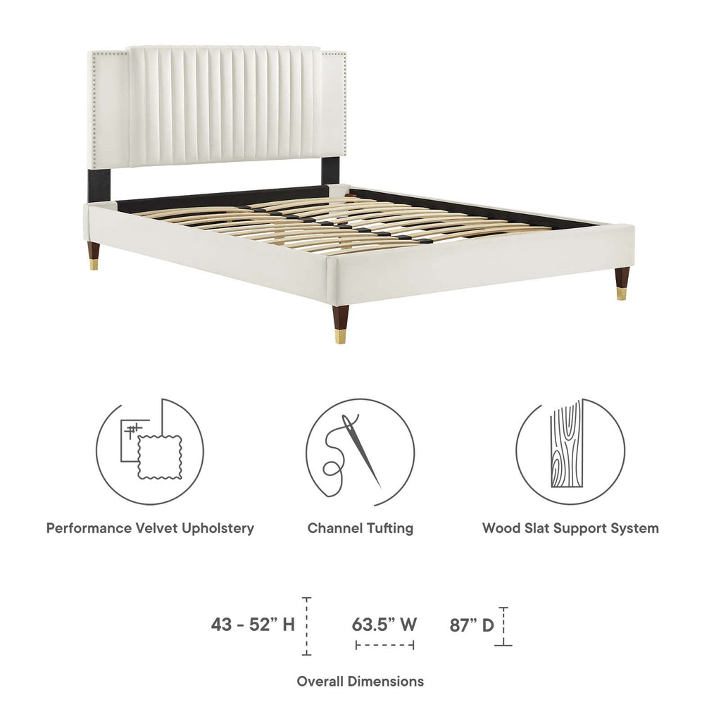 Zahra Channel Tufted Queen Platform Bed