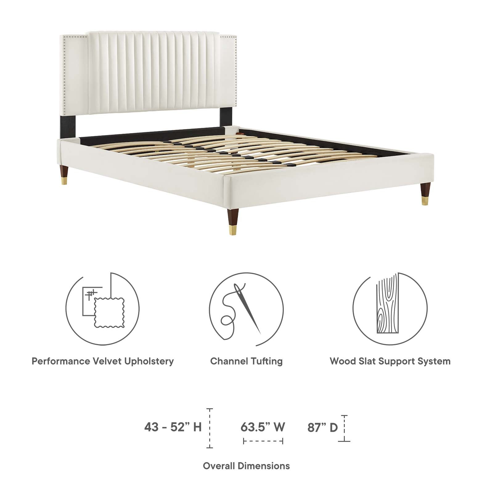 Zahra Channel Tufted Queen Platform Bed