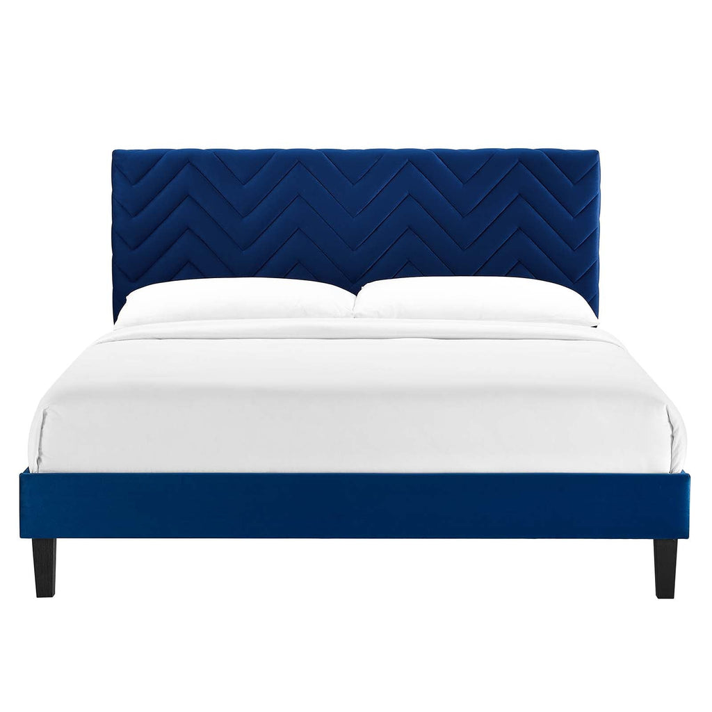 Leah Chevron Tufted Performance Velvet Queen Platform Bed by Modway