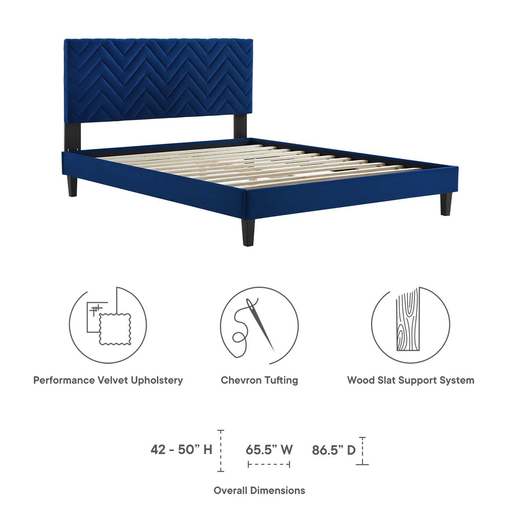 Leah Chevron Tufted Performance Velvet Queen Platform Bed by Modway