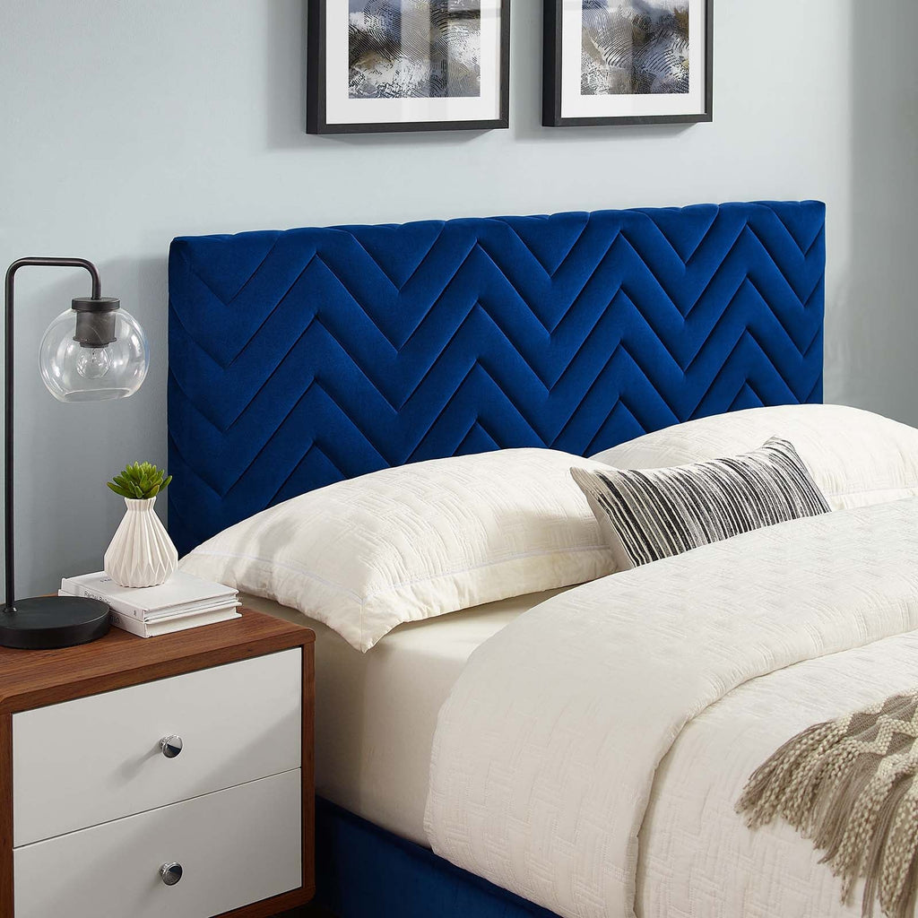 Leah Chevron Tufted Performance Velvet Queen Platform Bed by Modway