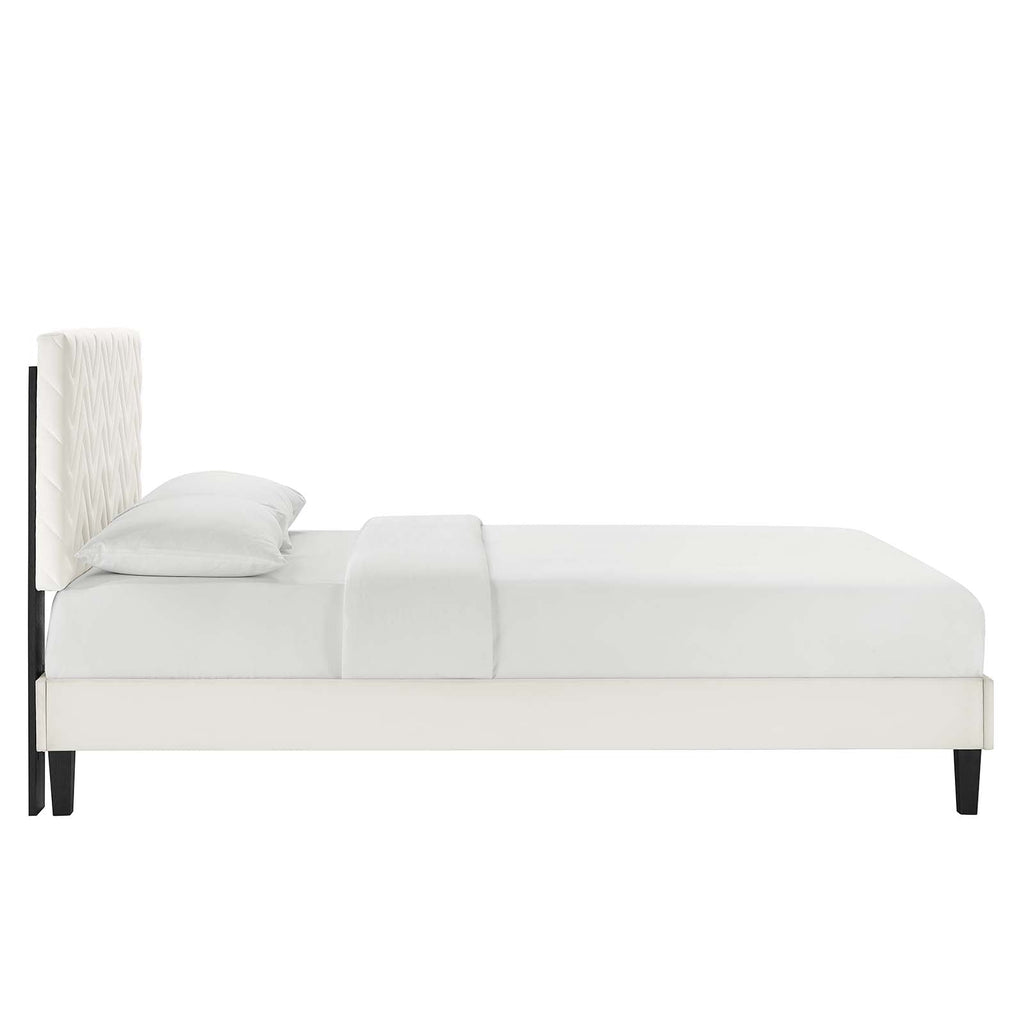 Leah Chevron Tufted Performance Velvet Queen Platform Bed by Modway