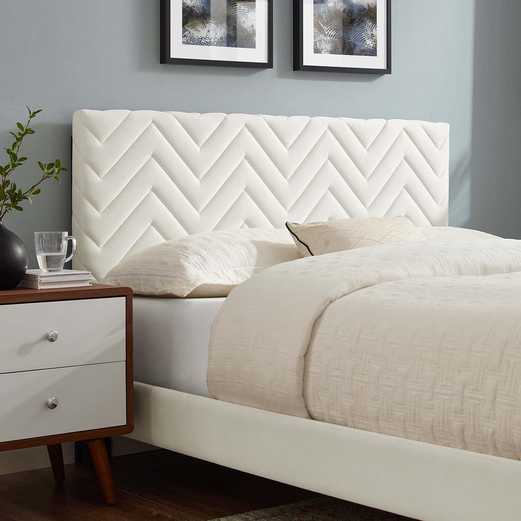 Leah Chevron Tufted Performance Velvet Queen Platform Bed by Modway
