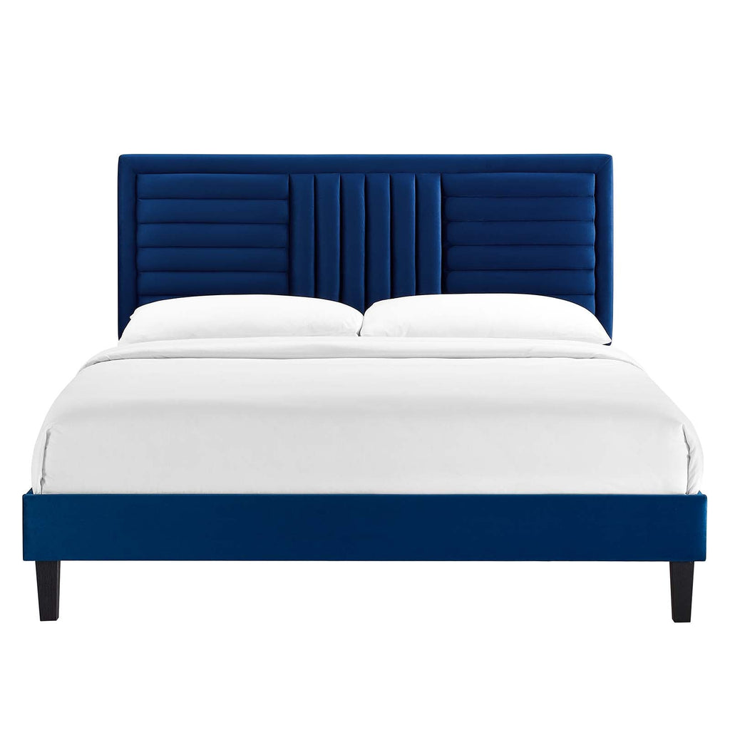 Sofia Channel Tufted Performance Velvet Queen Platform Bed by Modway