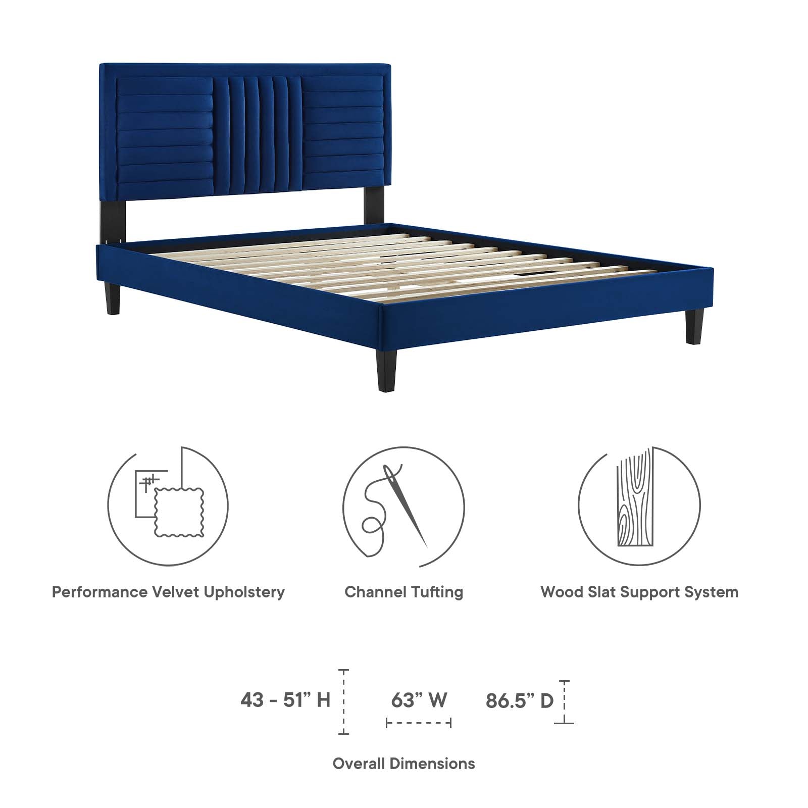 Sofia Channel Tufted Performance Velvet Queen Platform Bed by Modway