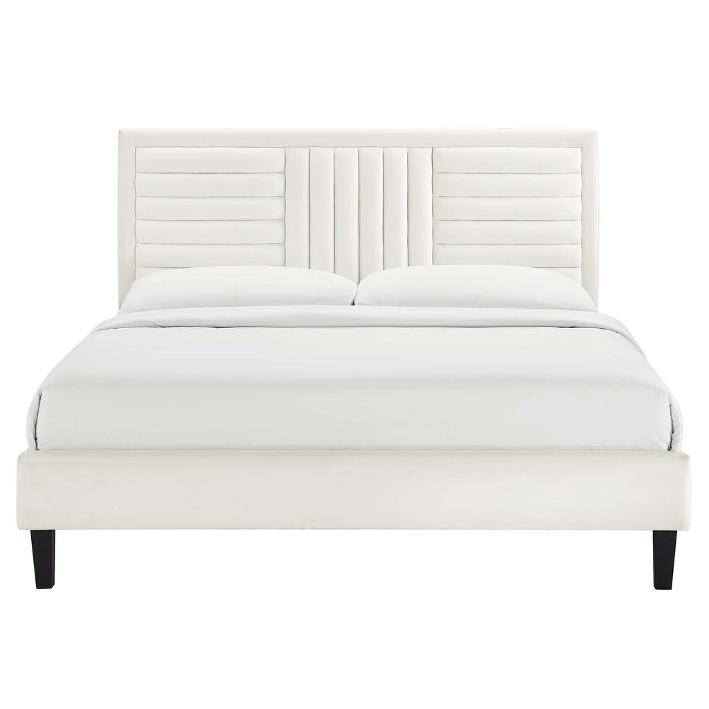 Sofia Channel Tufted Performance Velvet Queen Platform Bed by Modway