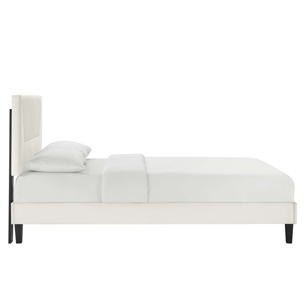 Yasmine Channel Tufted Performance Velvet Queen Platform Bed by Modway