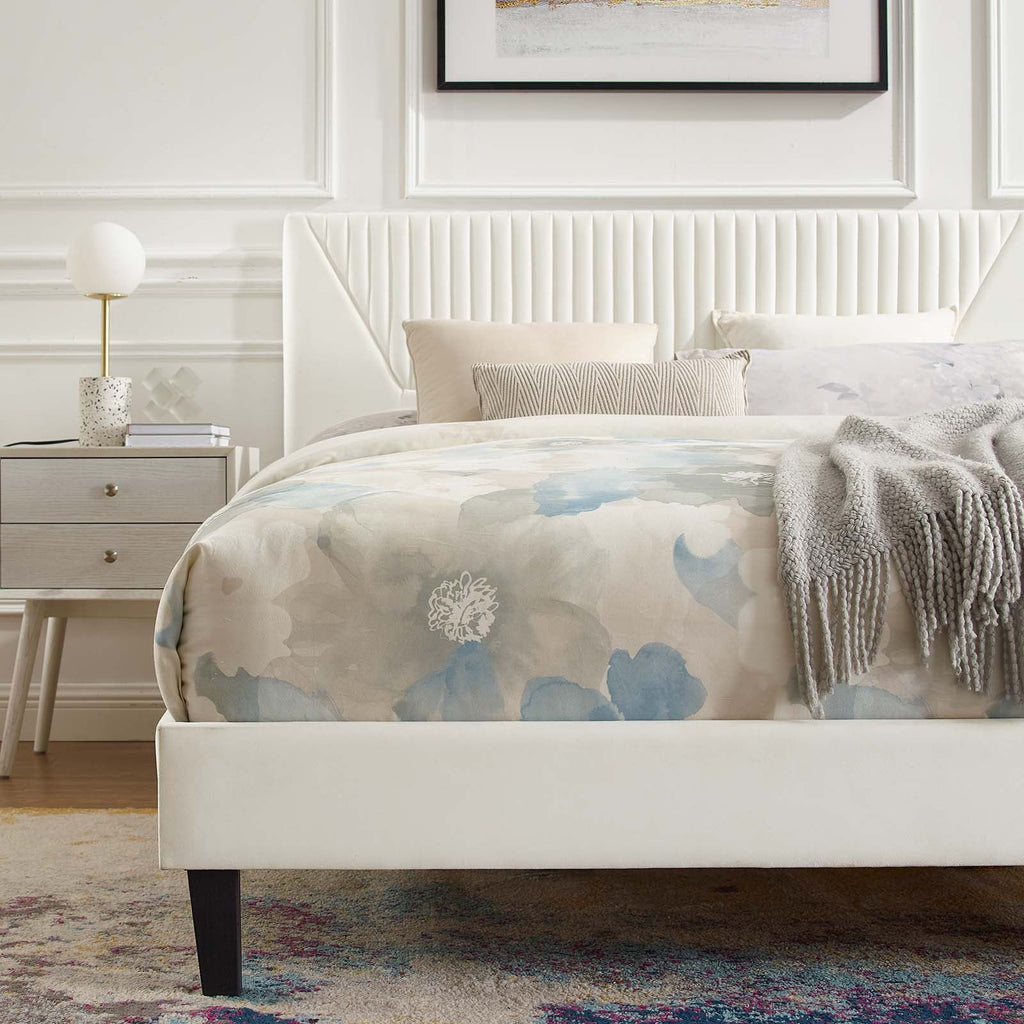 Yasmine Channel Tufted Performance Velvet Queen Platform Bed by Modway