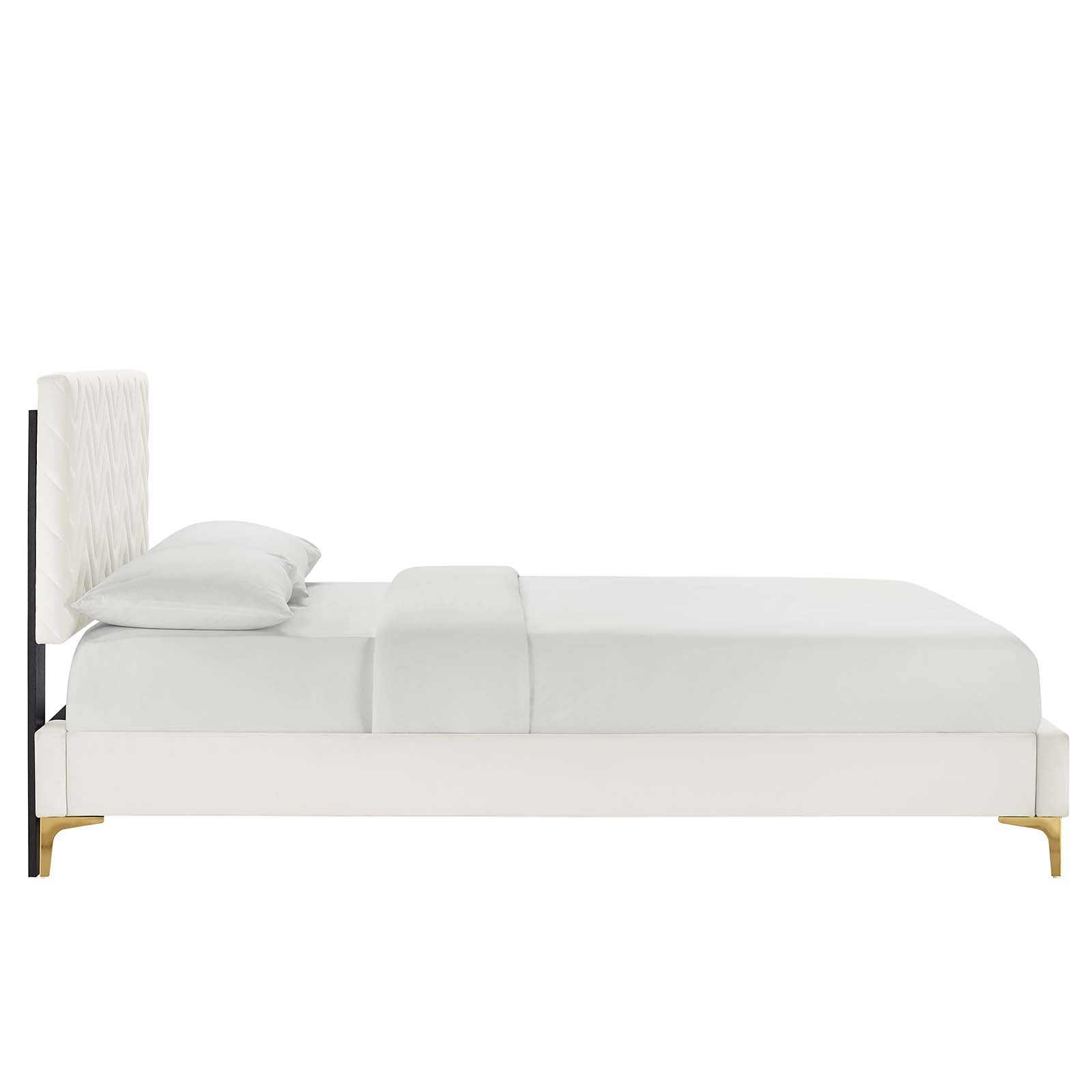 Leah Chevron Tufted Performance Velvet Queen Platform Bed by Modway