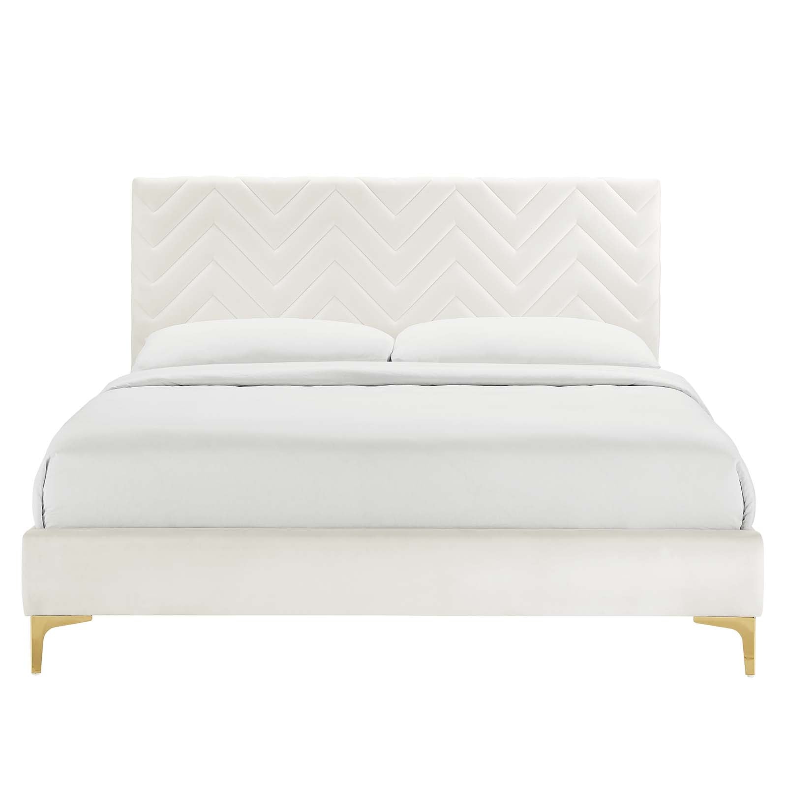 Leah Chevron Tufted Performance Velvet Queen Platform Bed by Modway