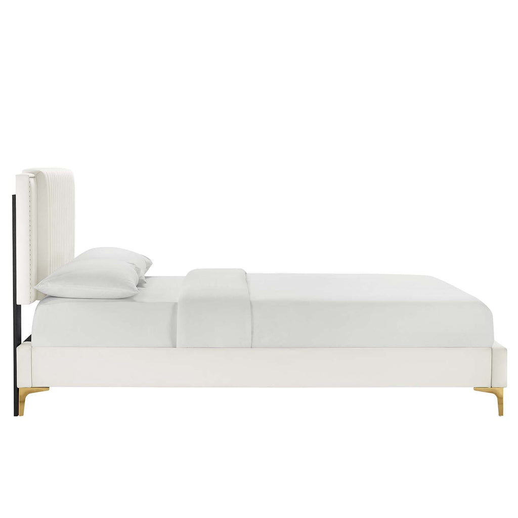 Zahra Channel Tufted Performance Velvet Queen Platform Bed by Modway