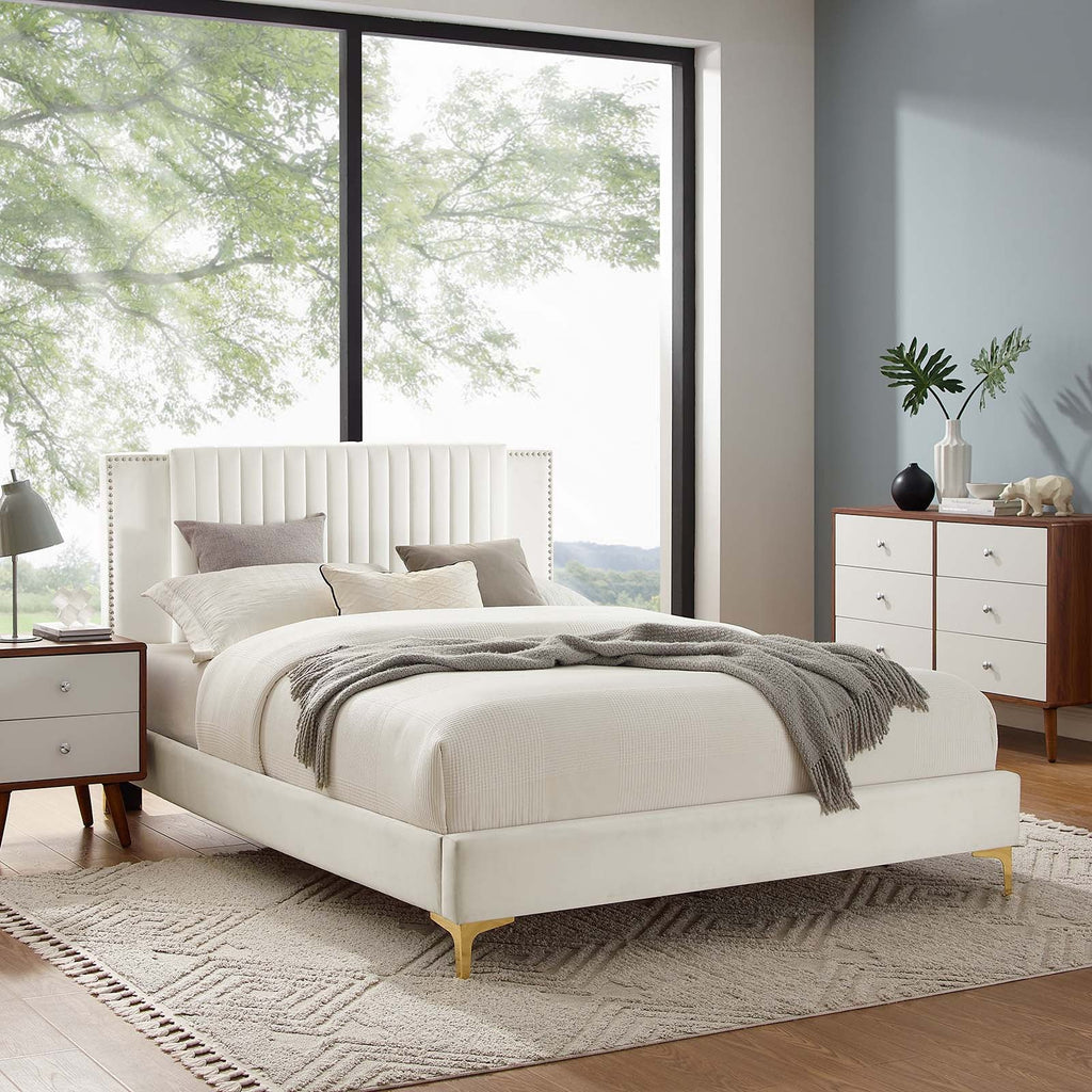 Zahra Channel Tufted Performance Velvet Queen Platform Bed by Modway