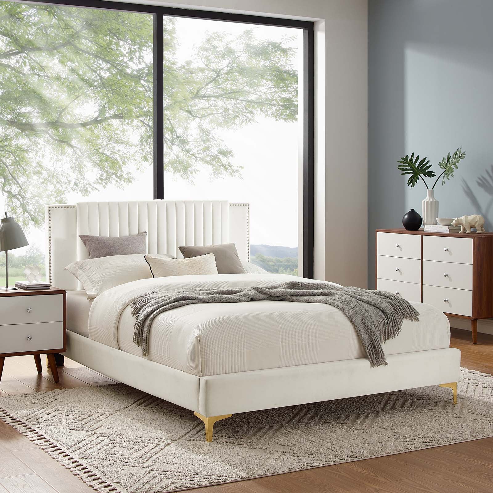 Zahra Channel Tufted Performance Velvet Queen Platform Bed by Modway