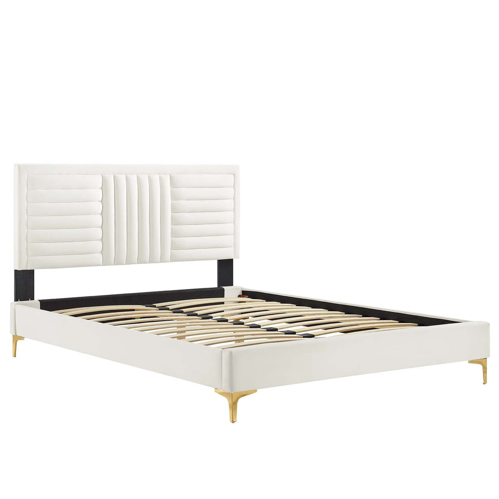 Sofia Channel Tufted Performance Velvet Queen Platform Bed by Modway