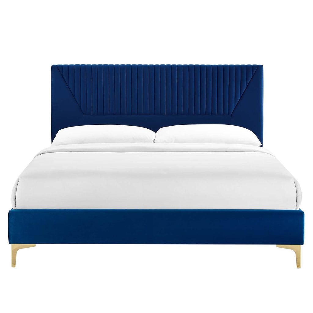 Yasmine Channel Tufted Performance Velvet Queen Platform Bed by Modway