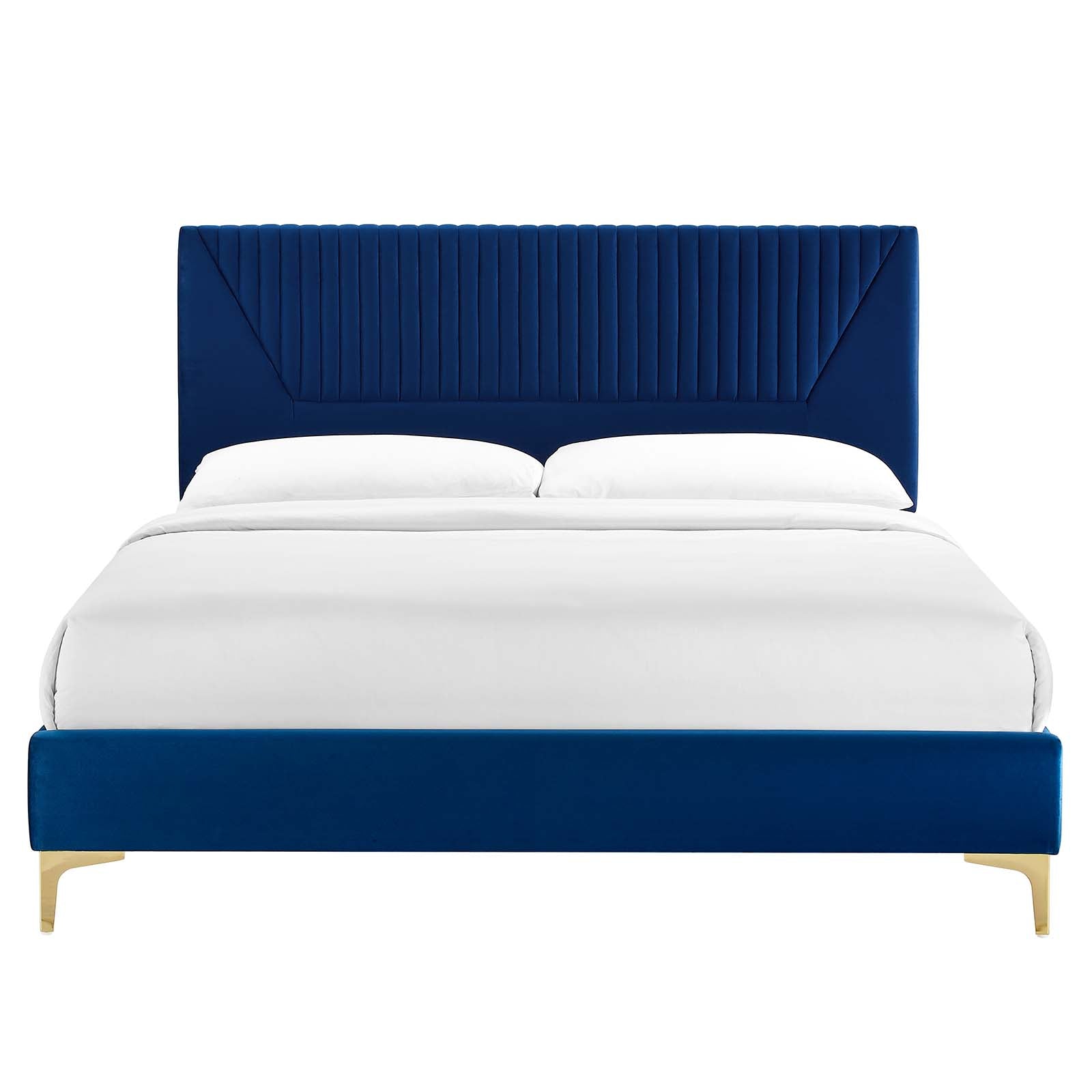 Yasmine Channel Tufted Performance Velvet Queen Platform Bed by Modway