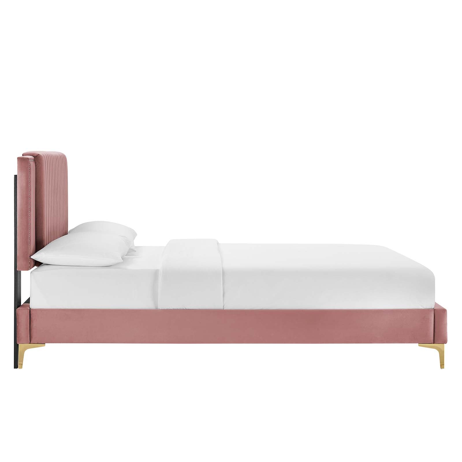 Zahra Channel Tufted Performance Velvet Twin Platform Bed by Modway