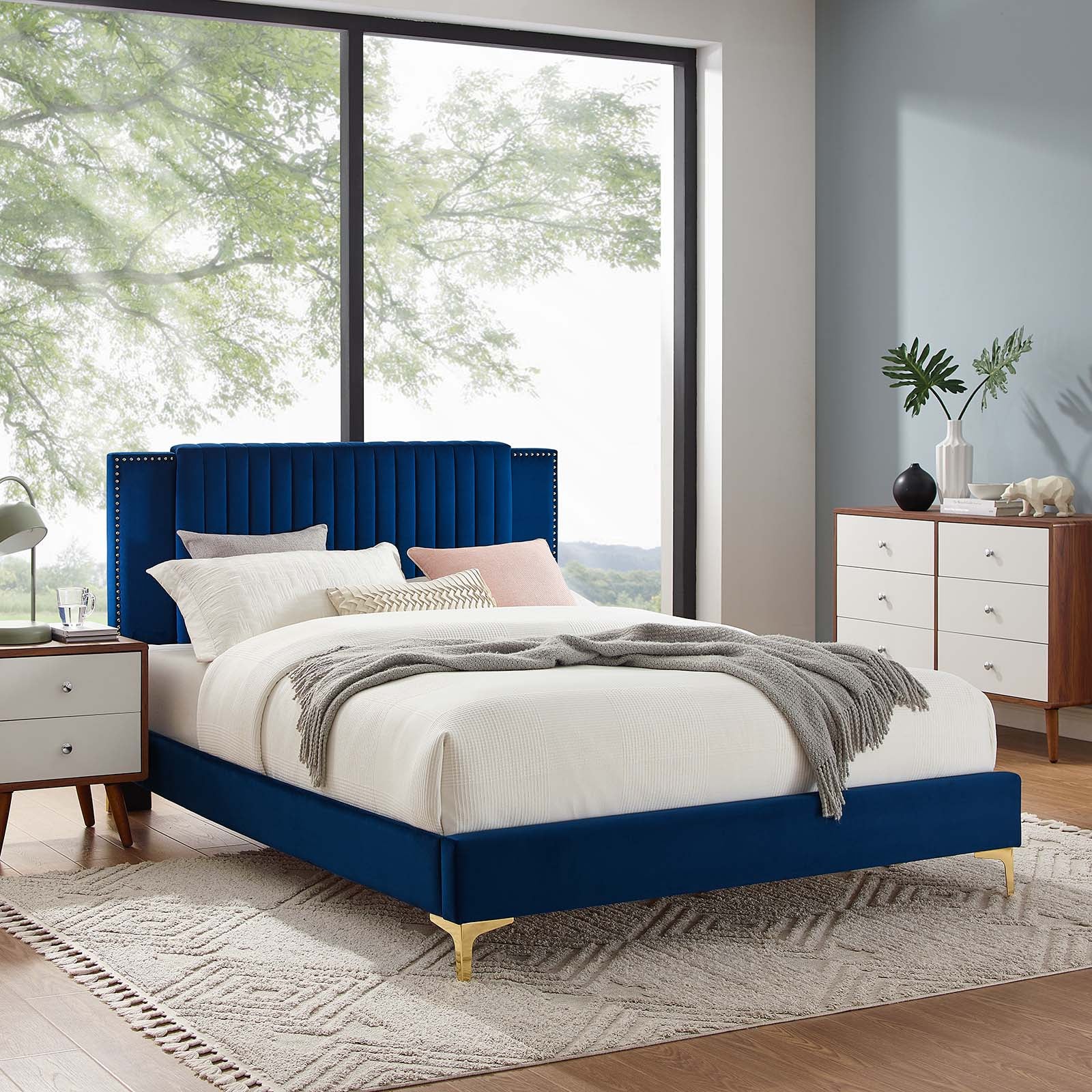 Zahra Channel Tufted Performance Velvet Twin Platform Bed by Modway