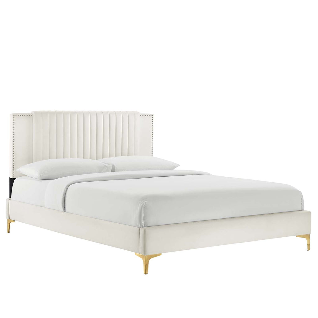 Zahra Channel Tufted Performance Velvet Twin Platform Bed by Modway