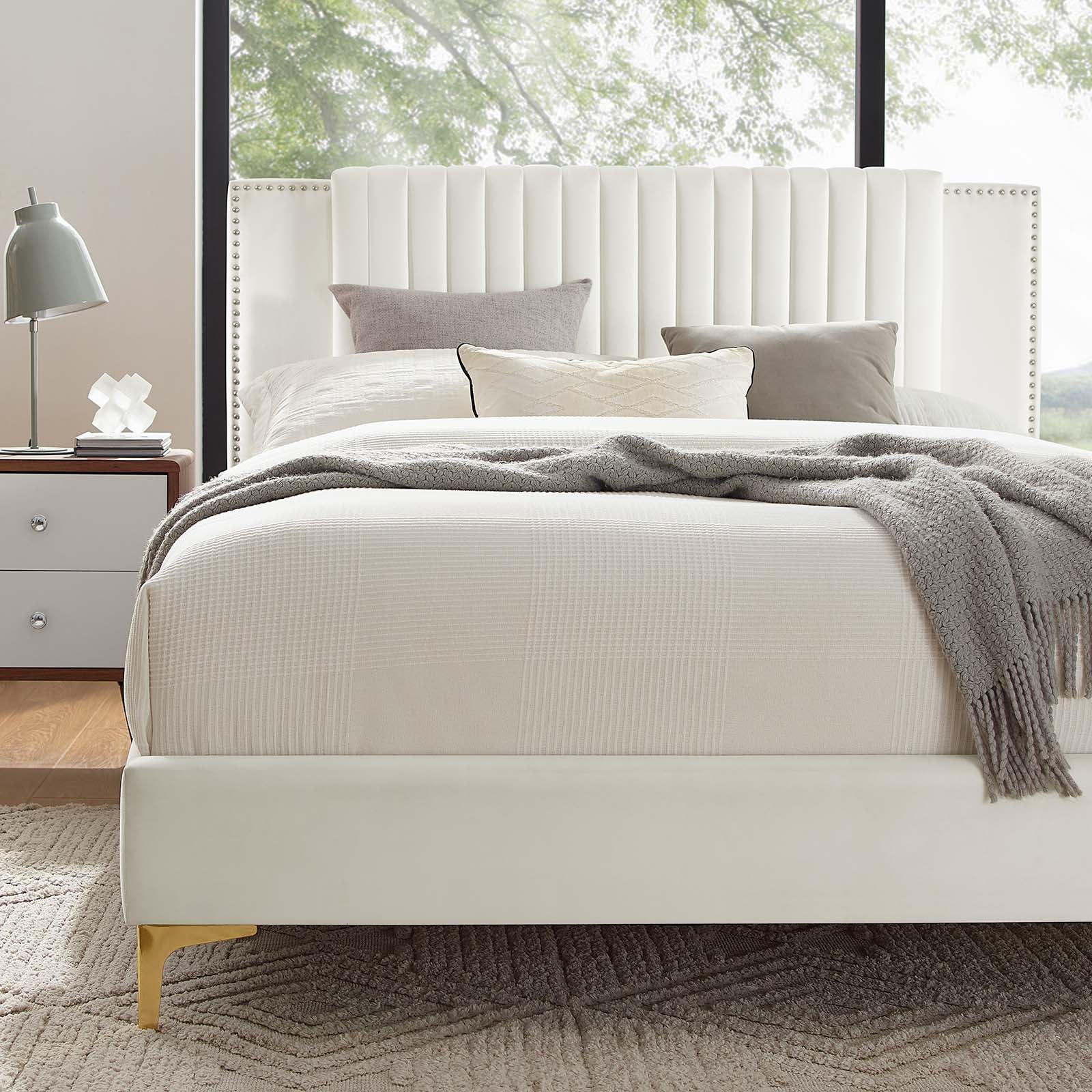 Zahra Channel Tufted Performance Velvet Twin Platform Bed by Modway