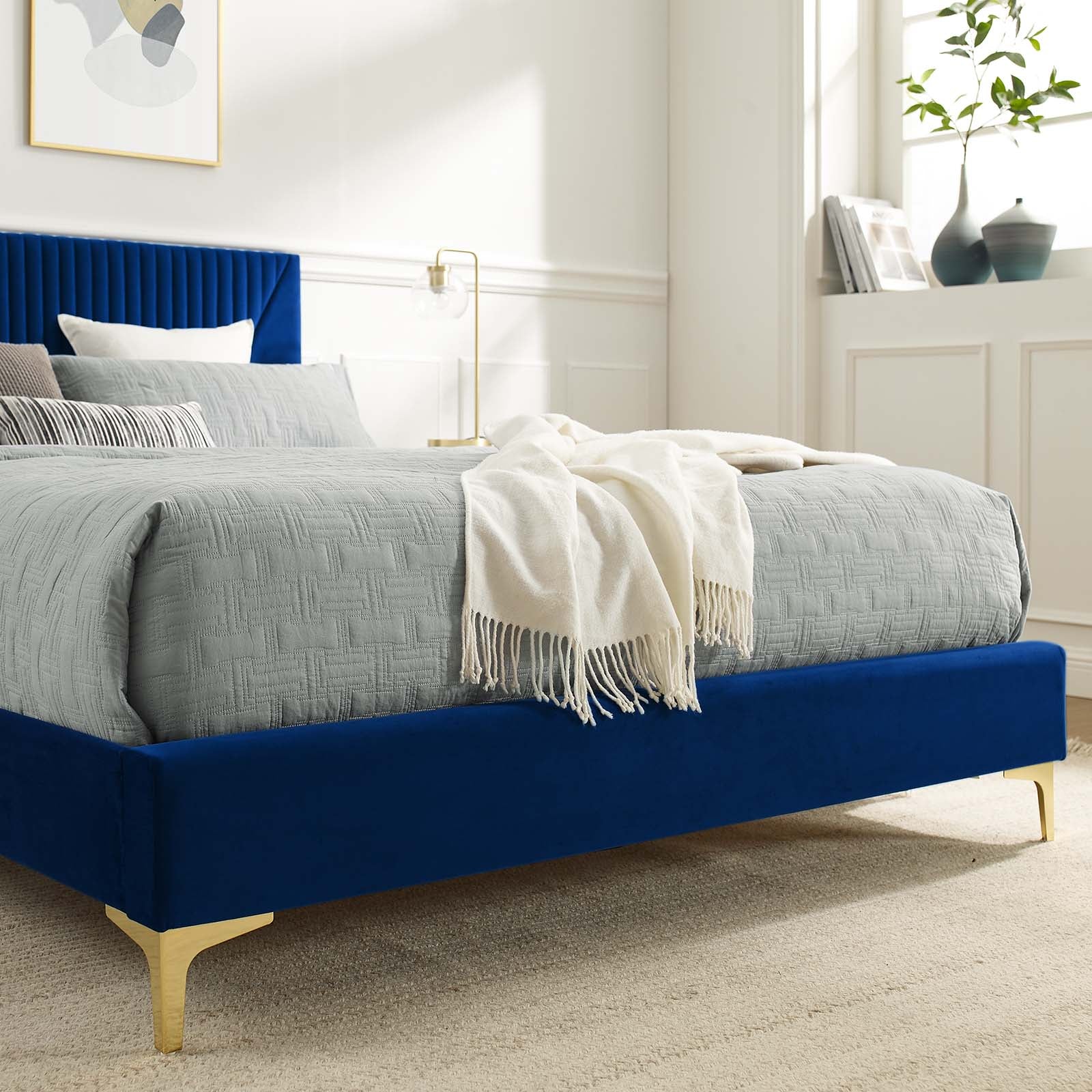 Yasmine Channel Tufted Performance Velvet Twin Platform Bed by Modway