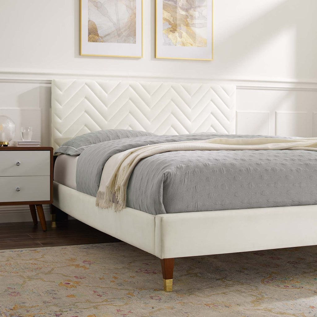 Leah Chevron Tufted Performance Velvet Twin Platform Bed by Modway
