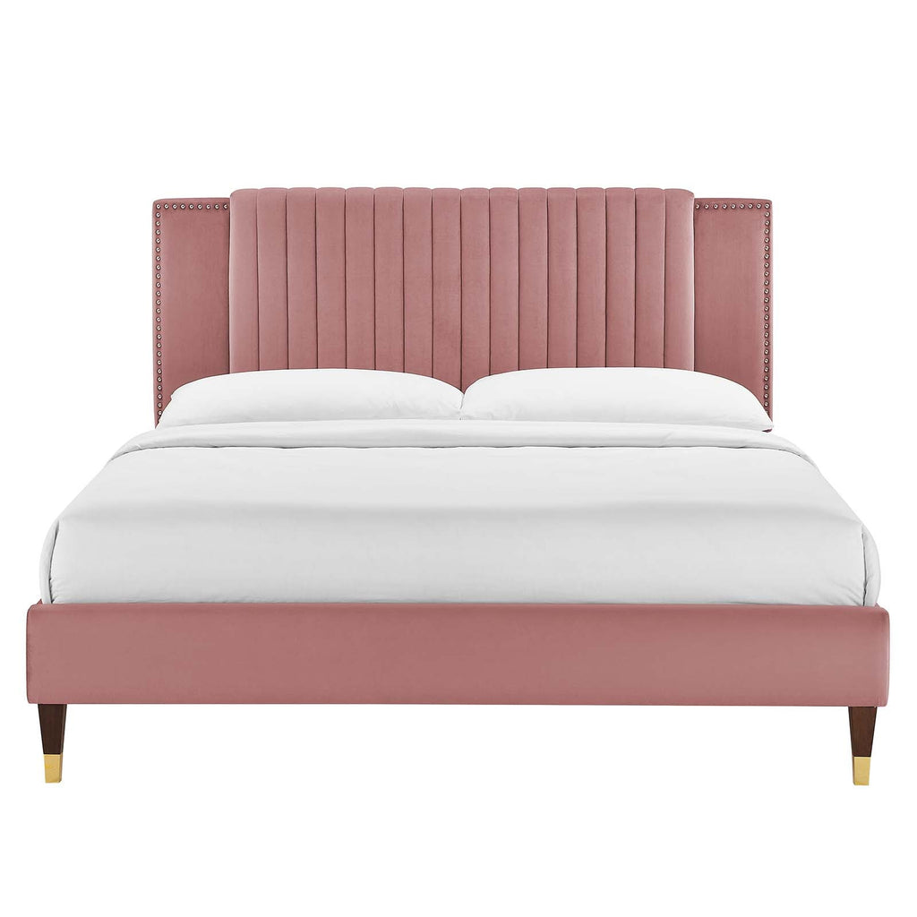Zahra Channel Tufted Performance Velvet Twin Platform Bed by Modway