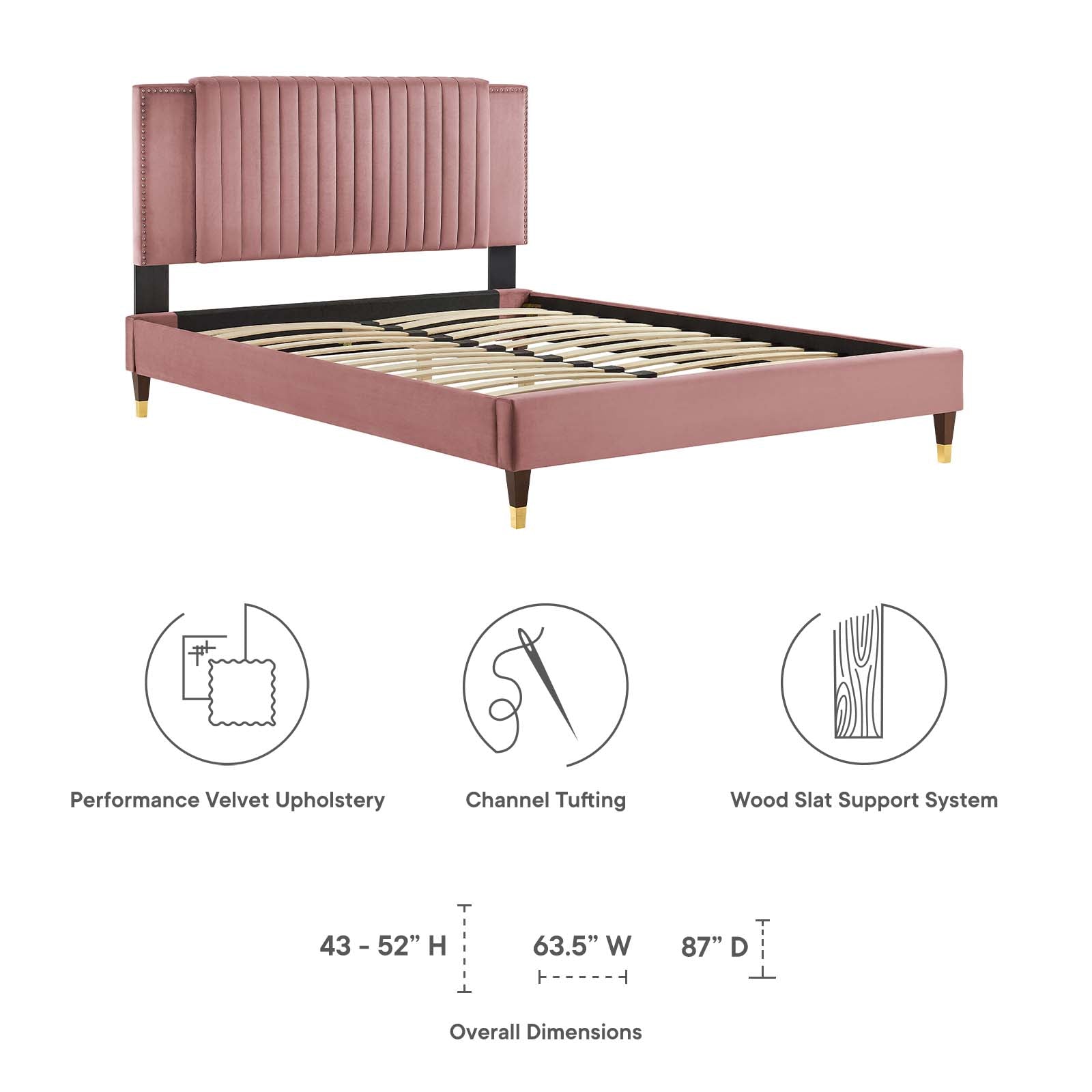 Zahra Channel Tufted Performance Velvet Twin Platform Bed by Modway