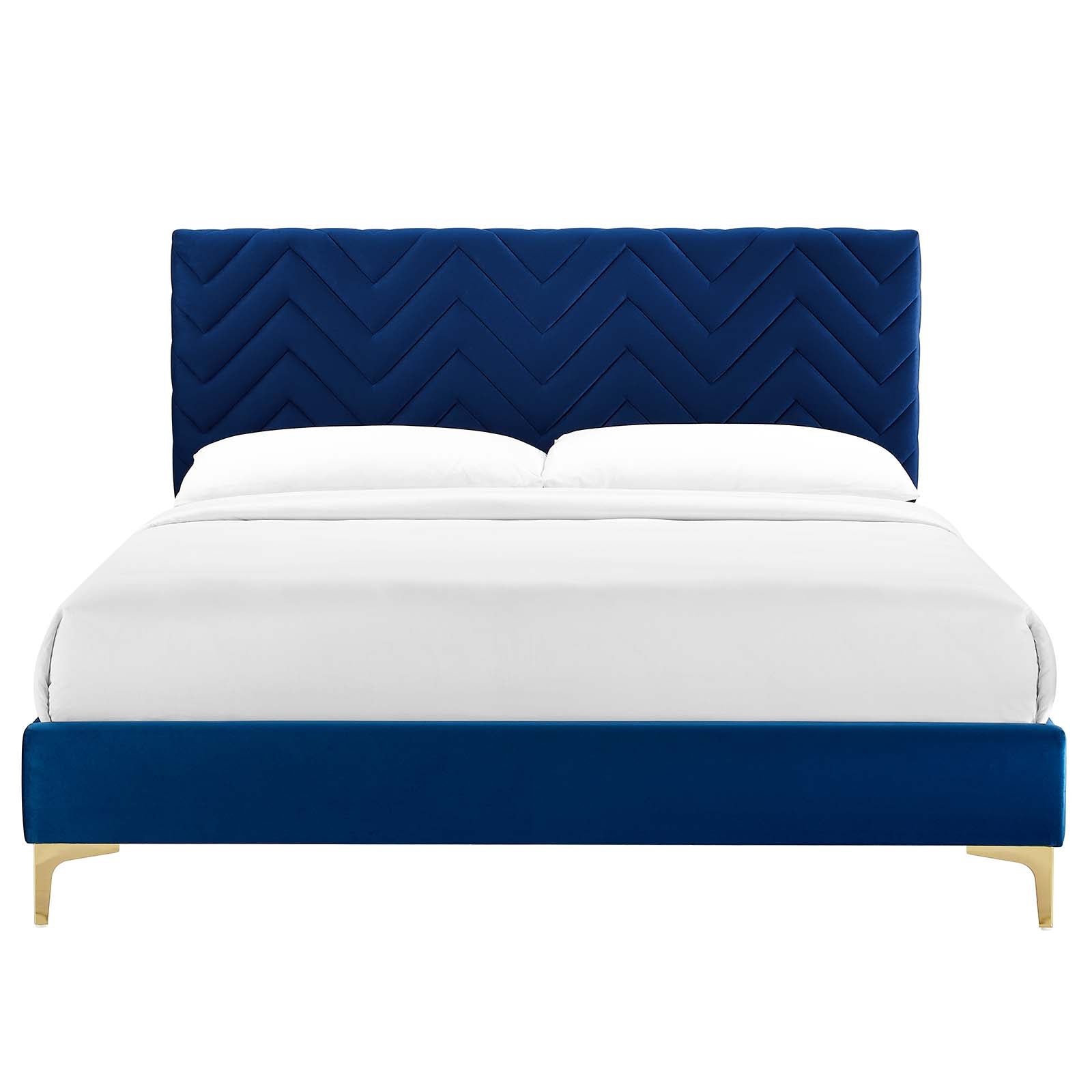Leah Chevron Tufted Performance Velvet Full Platform Bed by Modway
