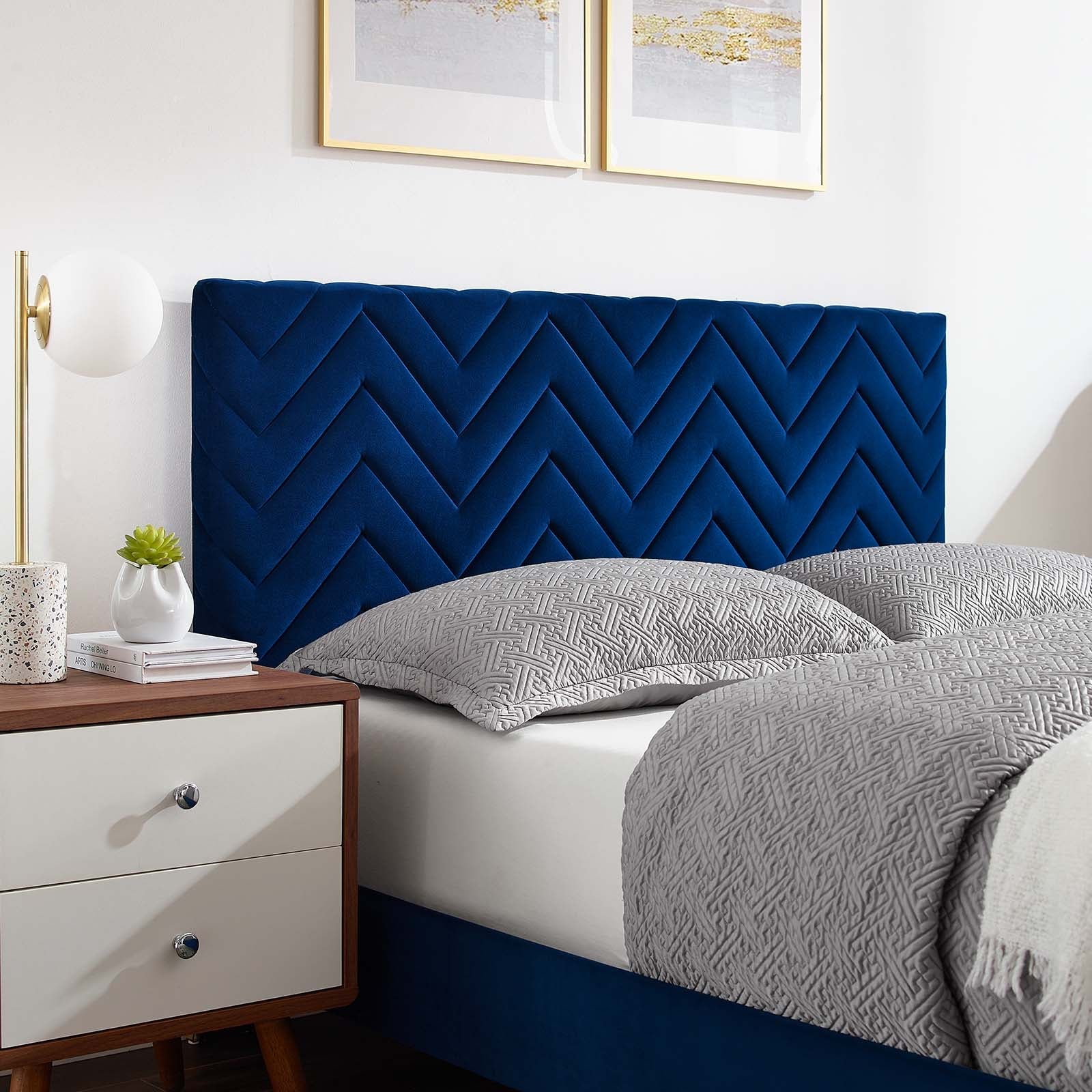 Leah Chevron Tufted Performance Velvet Full Platform Bed by Modway