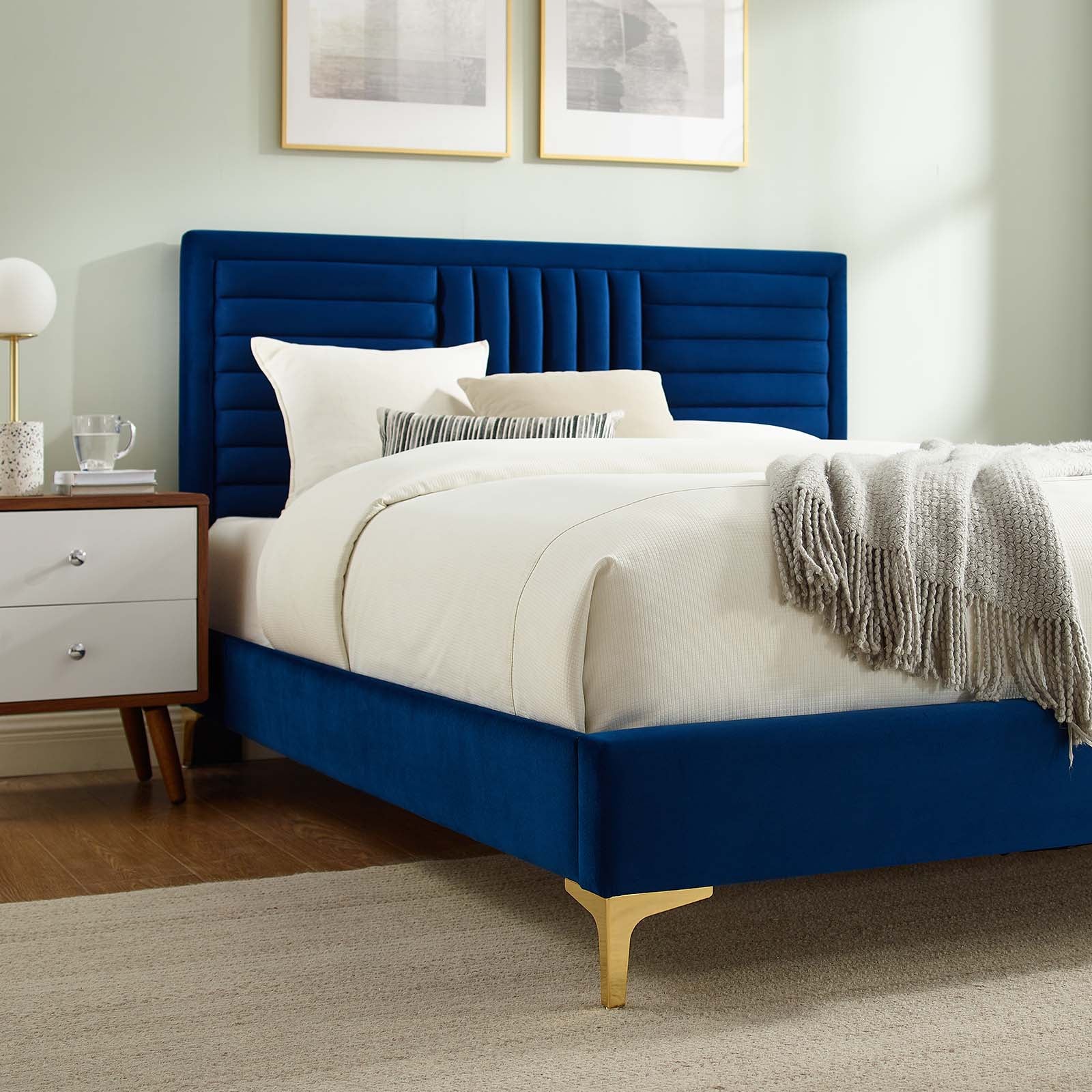 Sofia Channel Tufted Performance Velvet Full Platform Bed by Modway