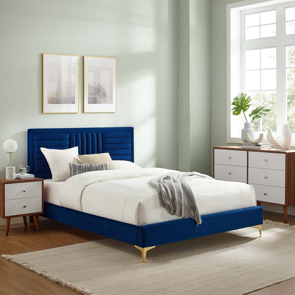Sofia Channel Tufted Performance Velvet Full Platform Bed by Modway