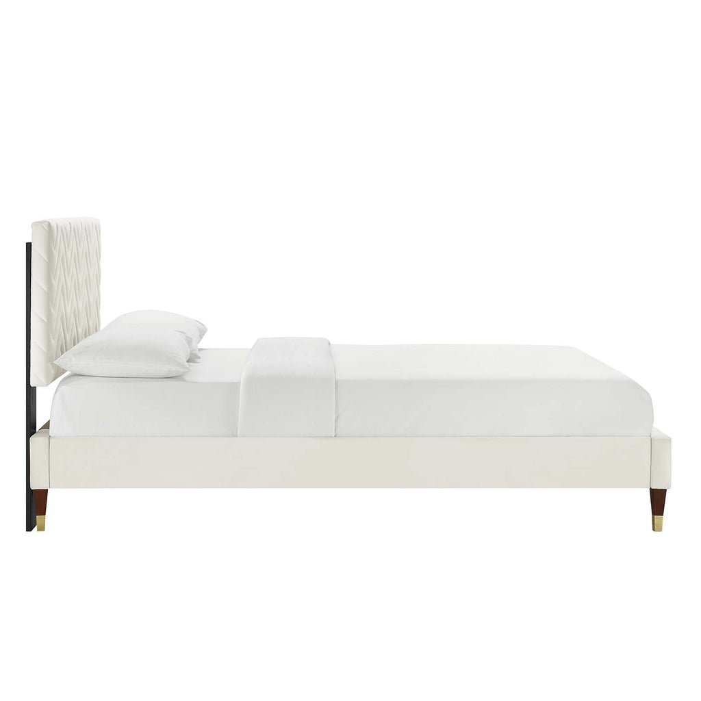 Leah Chevron Tufted Performance Velvet Full Platform Bed by Modway